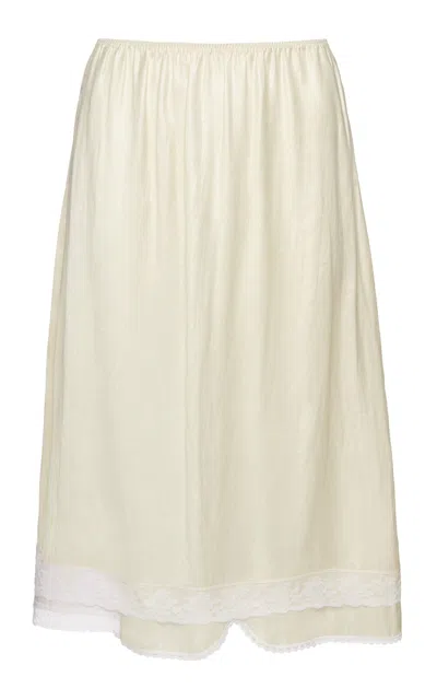 Magda Butrym Lace-trimmed Satin Midi Skirt In White