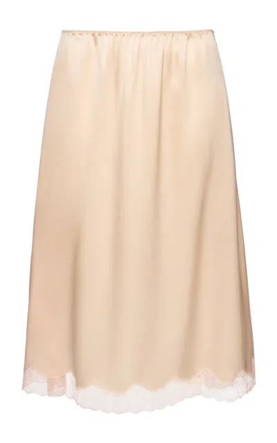 Magda Butrym Lace-trimmed Silk Midi Skirt In Orange