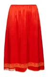 Magda Butrym Lace-trimmed Silk Midi Skirt In Pink