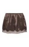 Magda Butrym Lace-trimmed Silk Mini Skirt In Brown