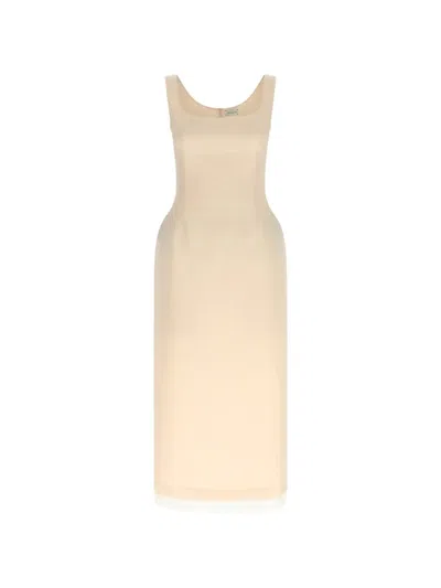 Magda Butrym Nineteen Midi Dress Square Neckline In Neutral