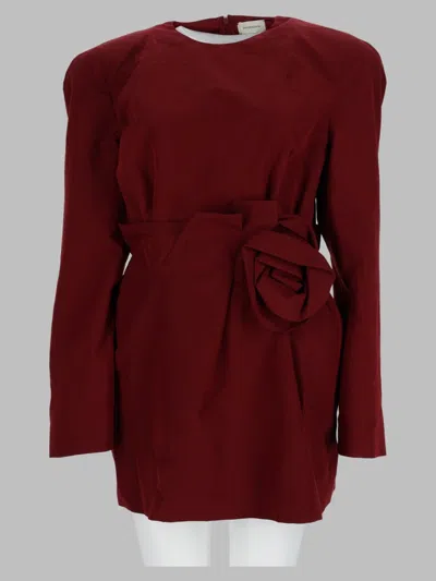 Magda Butrym Lace-trim Cotton-silk Mini Dress In Burgundy
