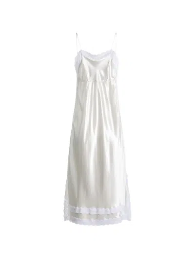 Magda Butrym Lace-trim Satin Maxi Dress In White