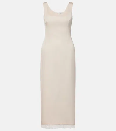 Magda Butrym Contoured Midi Dress With Lace Hem In Cream In Neutral