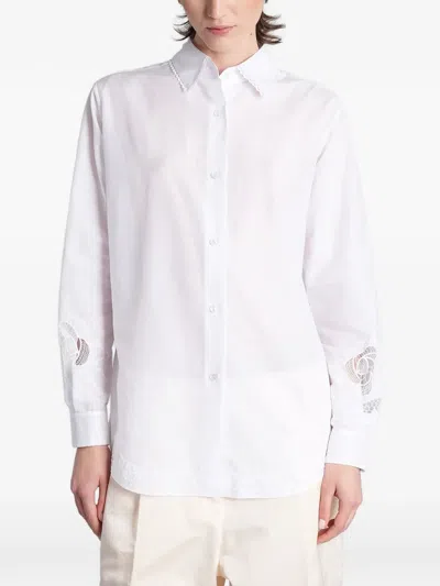 Magda Butrym Lace-trimmed Cut-out Shirt In White
