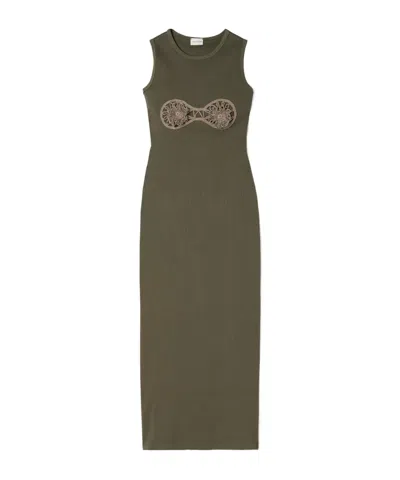 Magda Butrym Lace-trimmed Dress In Green