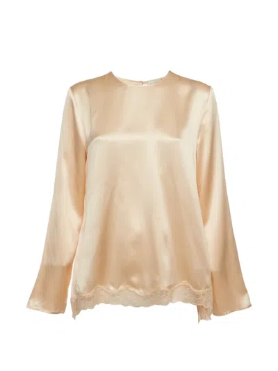Pre-owned Magda Butrym Lace-trimmed Open-back Blouse In Neutrals