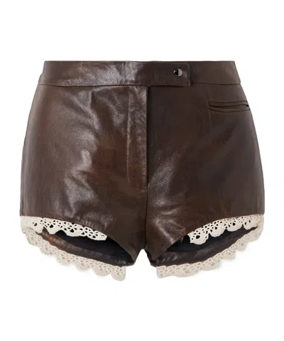 Magda Butrym Lace-trimmed Shorts In Brown