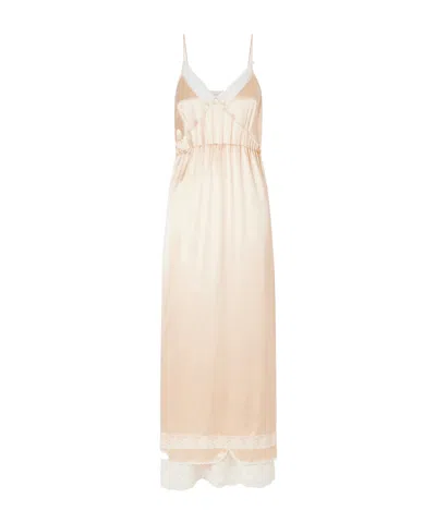 Magda Butrym Lace-trimmed Silk Satin Maxi Dress In Orange