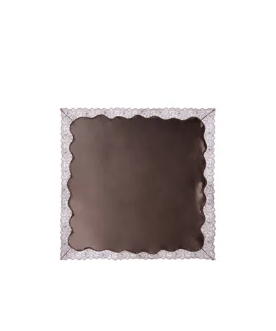 Magda Butrym Lace-trimmed Silk Satin Scarf In Brown