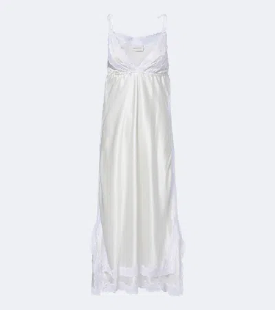 Magda Butrym Lace-trimmed Silk Satin Slip Dress In White