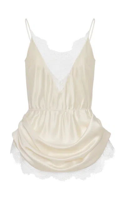 Magda Butrym Lace-trimmed Silk-wool Top In White