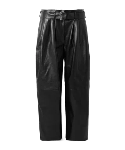 Magda Butrym Belted Leather Tapered Pants In Black