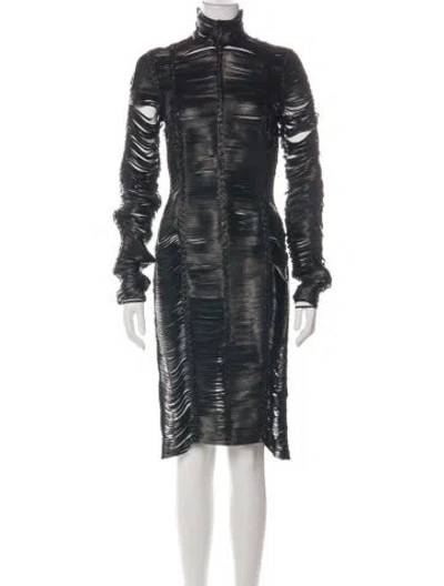 Pre-owned Magda Butrym Lamb Leather Knee-length Dress In Green