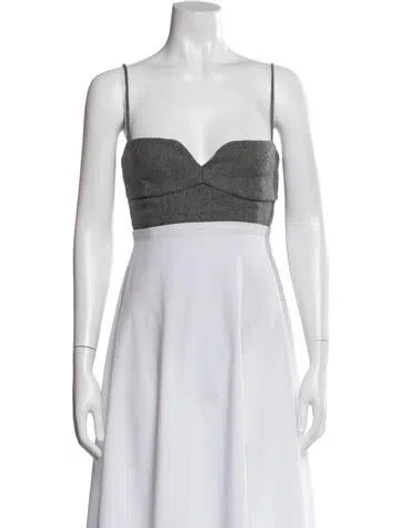 Pre-owned Magda Butrym Lambswool V-neck Crop Top In Gray
