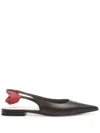 Magda Butrym Point Toe Leather Ballet Flats With Slingback Design In Black
