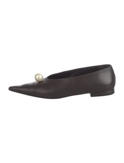 Pre-owned Magda Butrym Leather Ballet Flats In Brown