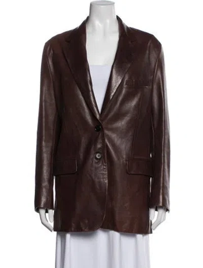 Pre-owned Magda Butrym Leather Blazer In Brown