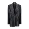 Magda Butrym Leather Blazer Jacket In Black
