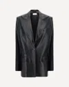 Magda Butrym Leather Blazer Jacket In Black