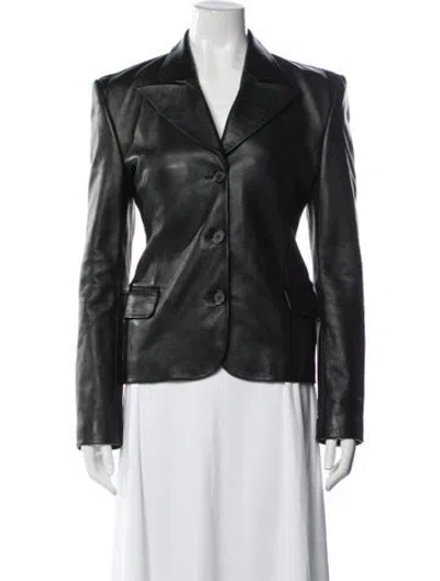 Pre-owned Magda Butrym Leather Blazer W/ Tags In Black