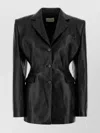 Magda Butrym Leather Blazer With Waist Belt And Notched Lapels In Black