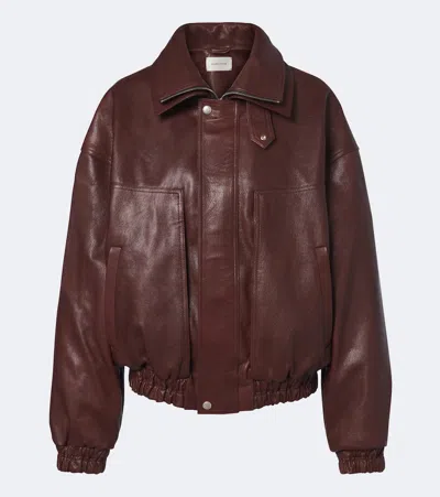 Magda Butrym Leather Blouson Jacket In Brown