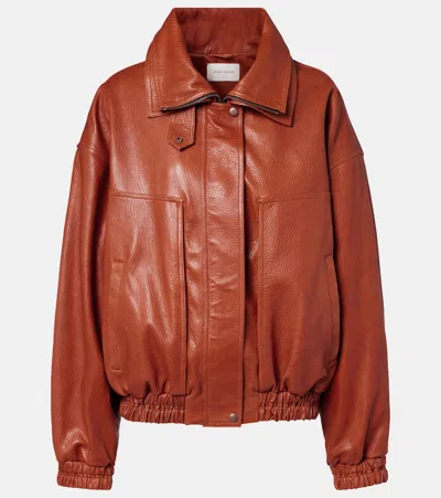 Magda Butrym Leather Blouson Jacket In Brown
