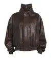 Magda Butrym Leather Bomber Jacket In Brown
