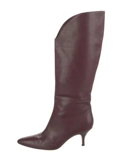 Pre-owned Magda Butrym Leather Boots In Burgundy