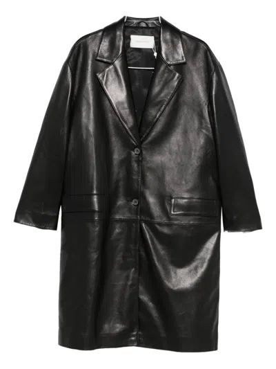 Magda Butrym Leather Button-fastening Coat In Black