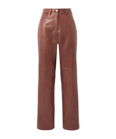 Magda Butrym Leather Casual Pants In Brown