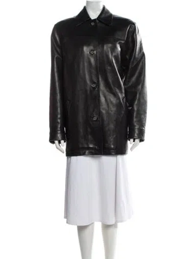 Pre-owned Magda Butrym Leather Coat In Black