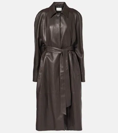 Magda Butrym Leather Coat In Brown