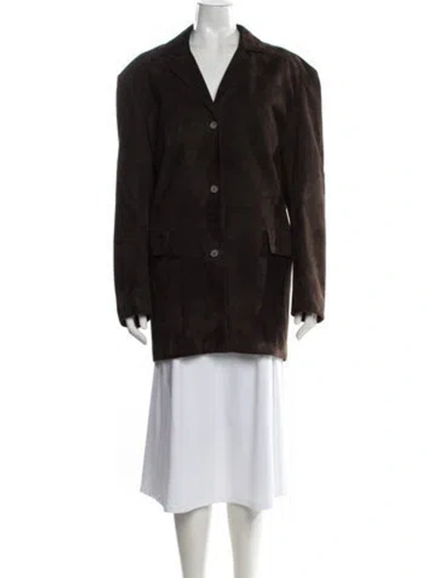 Pre-owned Magda Butrym Leather Coat W/ Tags In Brown