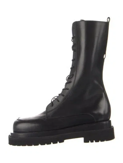 Pre-owned Magda Butrym Leather Combat Boots In Black