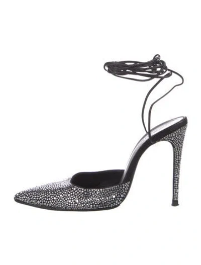 Pre-owned Magda Butrym Leather Crystal Embellishments D'orsay Pumps In Black