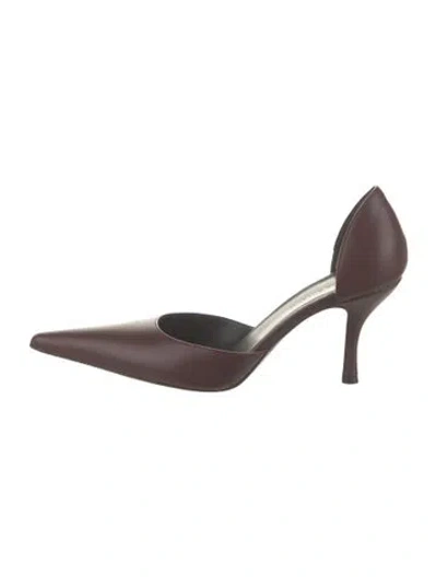 Pre-owned Magda Butrym Leather D'orsay Pumps In Burgundy