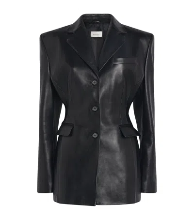 MAGDA BUTRYM LEATHER FITTED BLAZER
