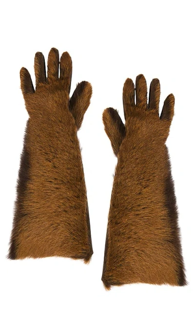 Magda Butrym Leather Gloves In Brown