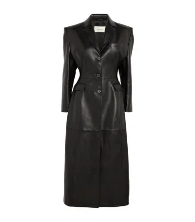 Magda Butrym Leather Hourglass Trench Coat In Black