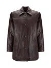 Magda Butrym Burgundy Oversized Button Up Leather Jacket In Bordeaux