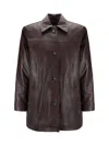 Magda Butrym Burgundy Oversized Button Up Leather Jacket In Bordeaux