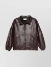 Magda Butrym Leather Jacket Elasticated Cuffs In Brown