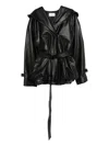 Magda Butrym Double-breasted Belted Hooded Leather Jacket In Multi