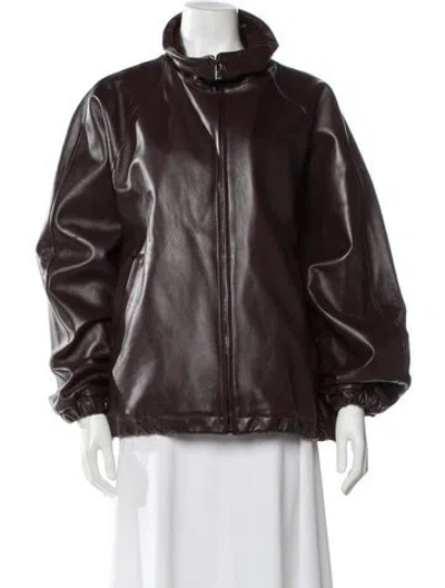 Pre-owned Magda Butrym Leather Jacket W/ Tags In Burgundy