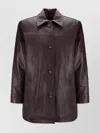 Magda Butrym Burgundy Oversized Button Up Leather Jacket