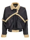 Magda Butrym Leather Jacket With Unique Fur Insert In Black