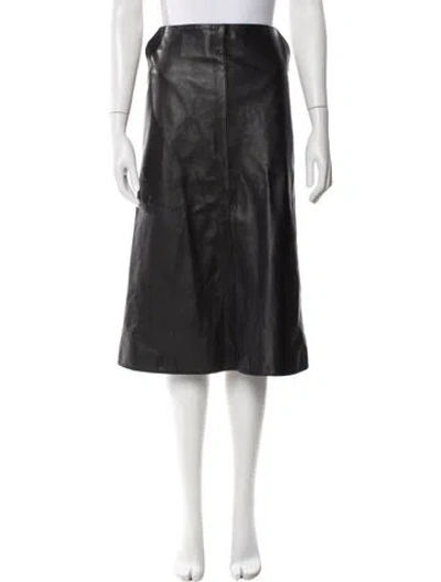 Pre-owned Magda Butrym Leather Knee-length Skirt In Black