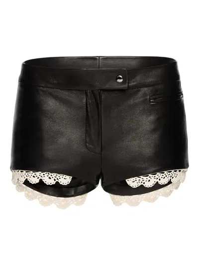 Magda Butrym Leather Lace-trimmed Shorts In Black